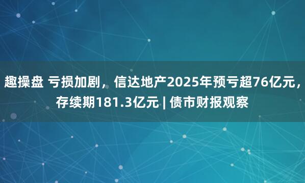 趣操盘 亏损加剧，信达地产2025年预亏超76亿元，存续期181.3亿元 | 债市财报观察